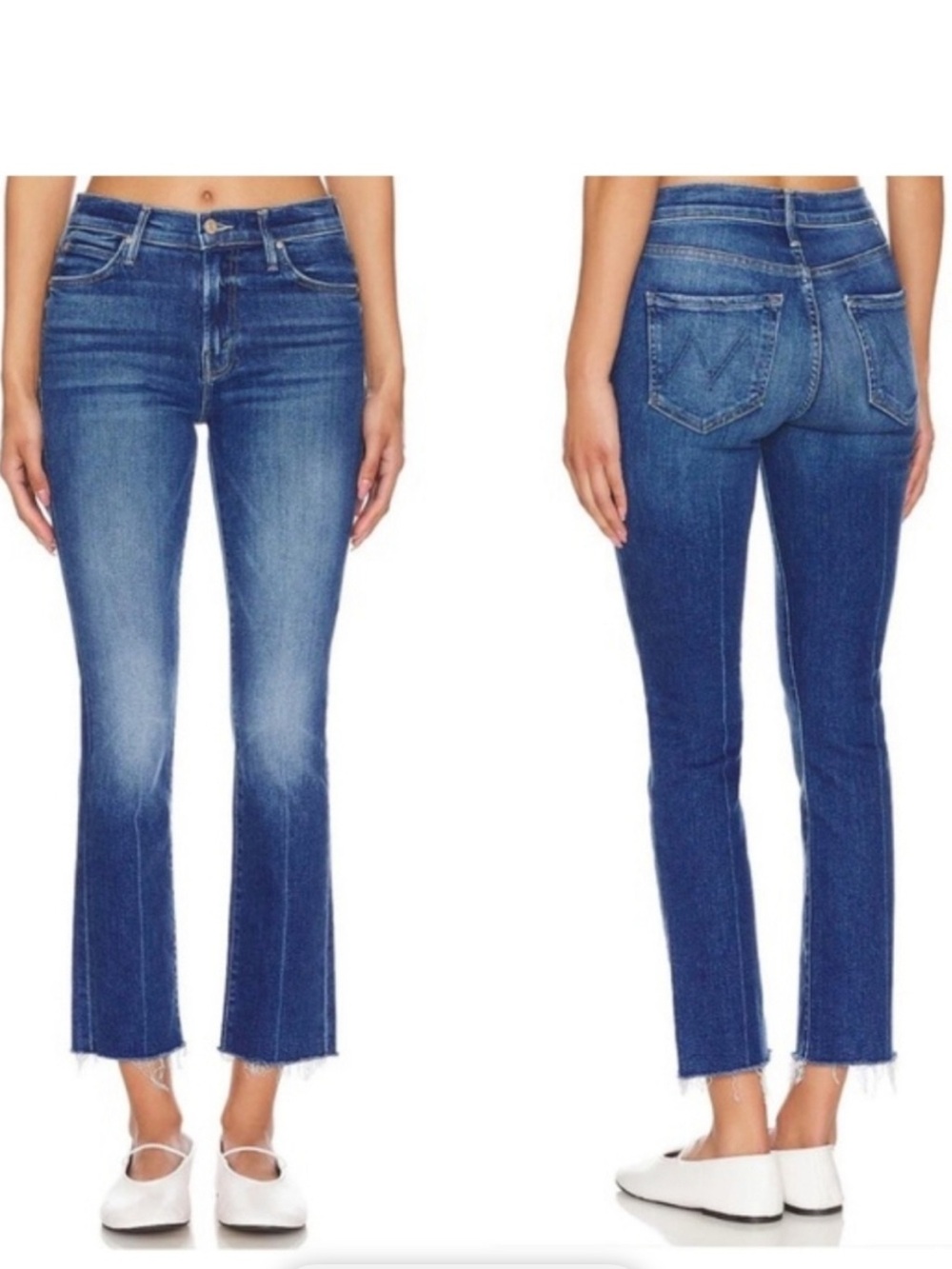 Mother The Rascal Ankle Fray Jeans Opposites Attract Size 29 Stretch MSRP $248